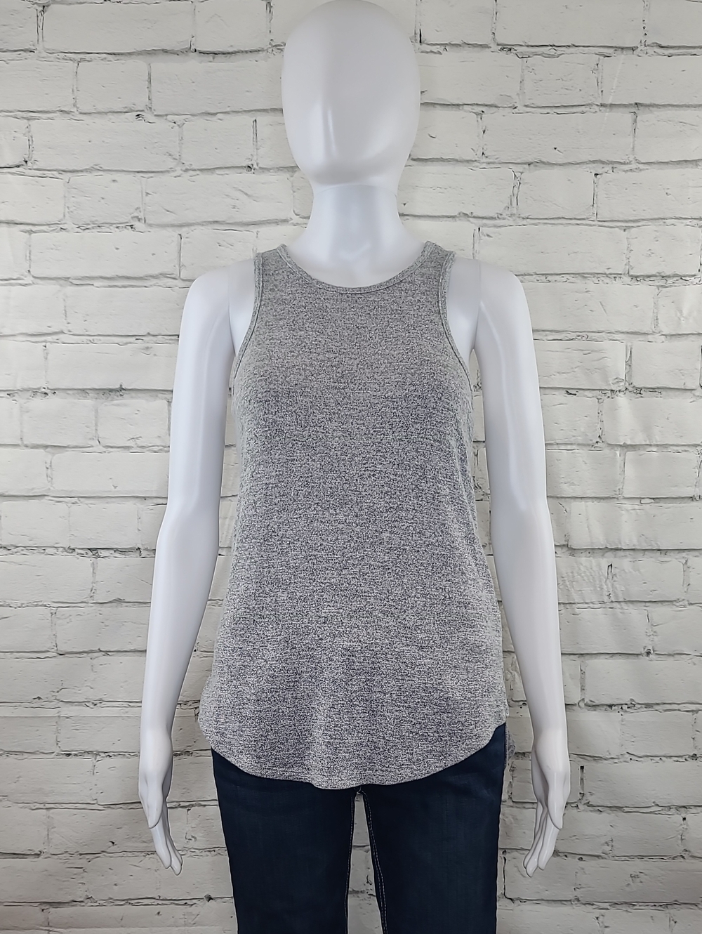 Banana Republic Soft Jersey Flowy Scoop Neck Hi-Lo Sleeveless Tank/Tee Lt Gray